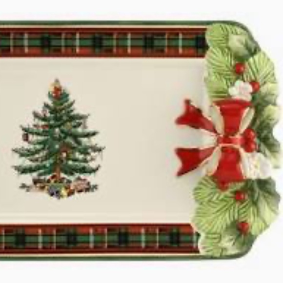NIB Spode Christmas Tree Tartan Tray - Picture 5 of 6